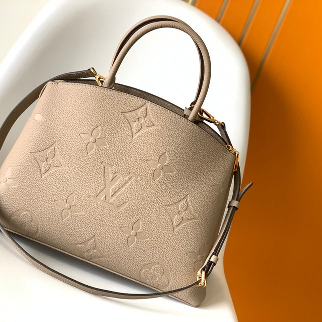 PETIT PALAIS PM LARGE SHOULDER BAG 34 IN BROWN EMBOSSED COWHIDE GOLD-TONE HARDWARE
