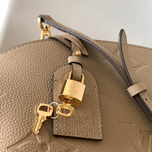 PETIT PALAIS PM LARGE SHOULDER BAG 34 IN BROWN EMBOSSED COWHIDE GOLD-TONE HARDWARE