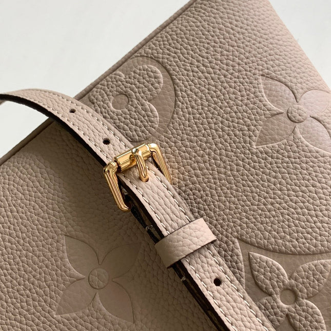PETIT PALAIS PM LARGE SHOULDER BAG 34 IN BROWN EMBOSSED COWHIDE GOLD-TONE HARDWARE