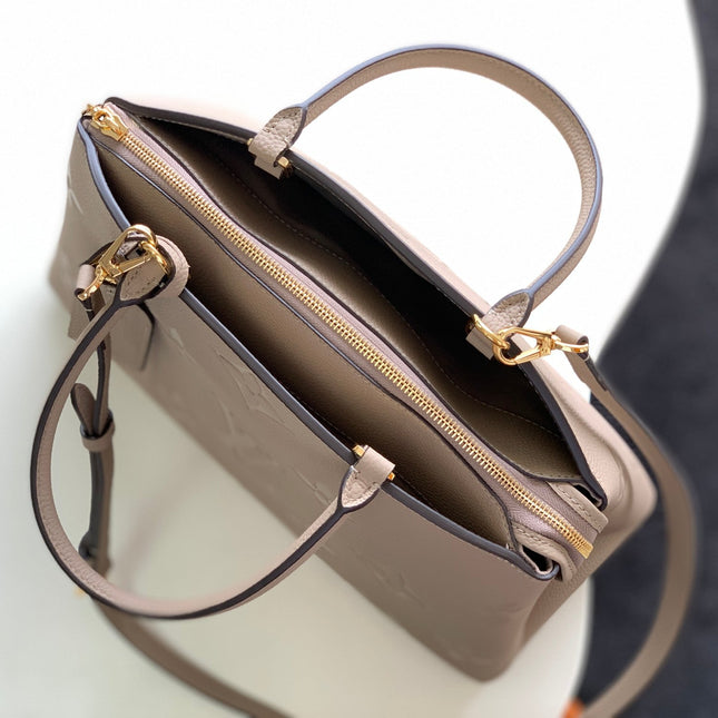 PETIT PALAIS PM LARGE SHOULDER BAG 34 IN BROWN EMBOSSED COWHIDE GOLD-TONE HARDWARE