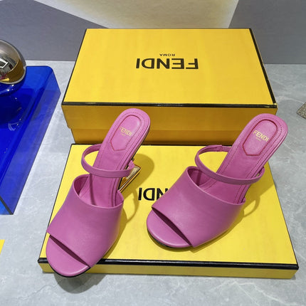FENDI FIRST 95 MM HIGH-HEELED SANDAL IN FUSCIA PINK LAMBSKIN GOLD HARDWARE
