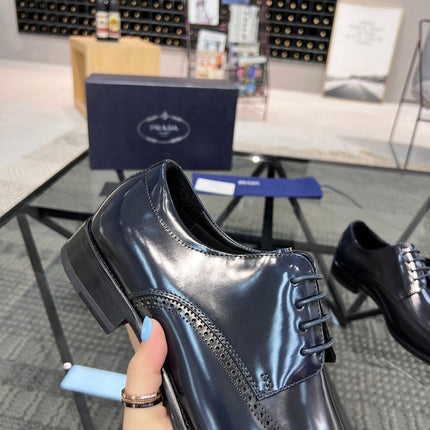 PRA BRUSHED AEGEAN BLUE LEATHER DERBY BROGUE SHOES