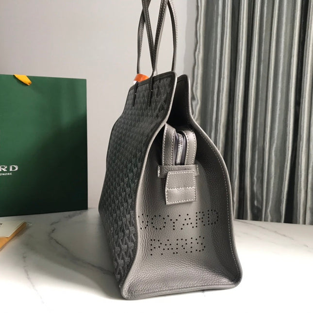 HARDY PM BAG 40 IN GRAY GOYARDINE CANVAS AND TAURILLON LEATHER TRIM