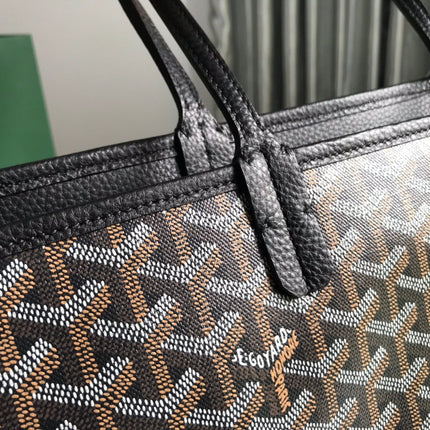 HARDY PM BAG 40 IN BLACK GOYARDINE CANVAS AND TAURILLON LEATHER TRIM