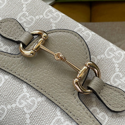 GG HORSEBIT 1955 MINI 18 BAG WHITE CANVAS AND BEIGE CALFSKIN