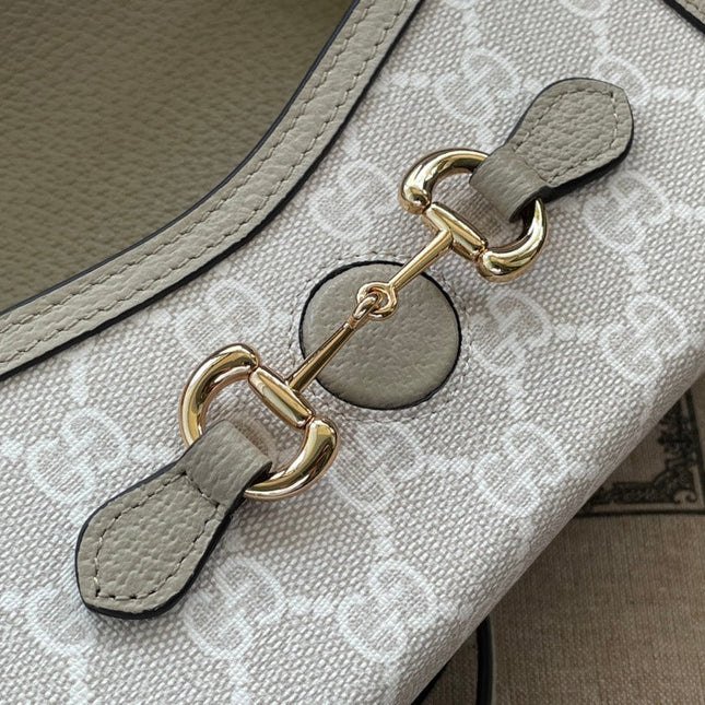 GG HORSEBIT 1955 MINI 18 BAG WHITE CANVAS AND BEIGE CALFSKIN