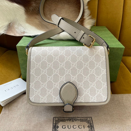 MINI CROSSBODY 20 BAG WITH INTERLOCKING G IN BEIGE CANVAS