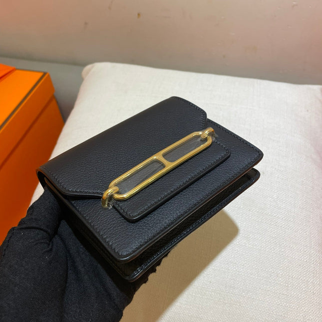 HM RoulisSlim Wallet 12.7 Black Calfskin
