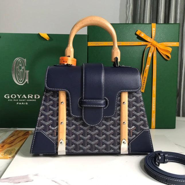 SAÏGON PM BAG 28 IN NAVY BLUE GOYARDINE CANVAS AND CALFSKIN