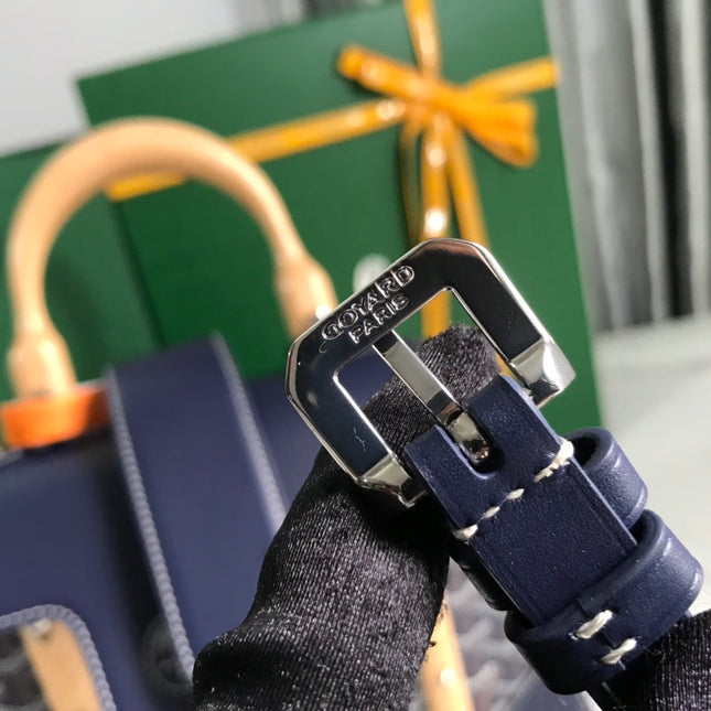 SAÏGON PM BAG 28 IN NAVY BLUE GOYARDINE CANVAS AND CALFSKIN
