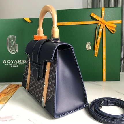 SAÏGON PM BAG 28 IN NAVY BLUE GOYARDINE CANVAS AND CALFSKIN