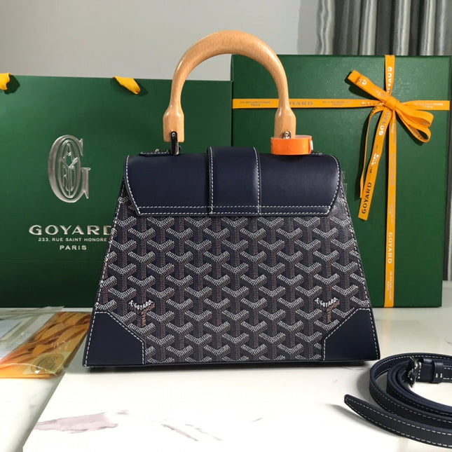 SAÏGON PM BAG 28 IN NAVY BLUE GOYARDINE CANVAS AND CALFSKIN
