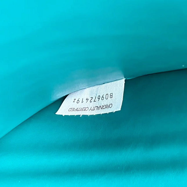 LARGE CASSETTE POUCH 35 IN LAGOON BLUE CALFSKIN