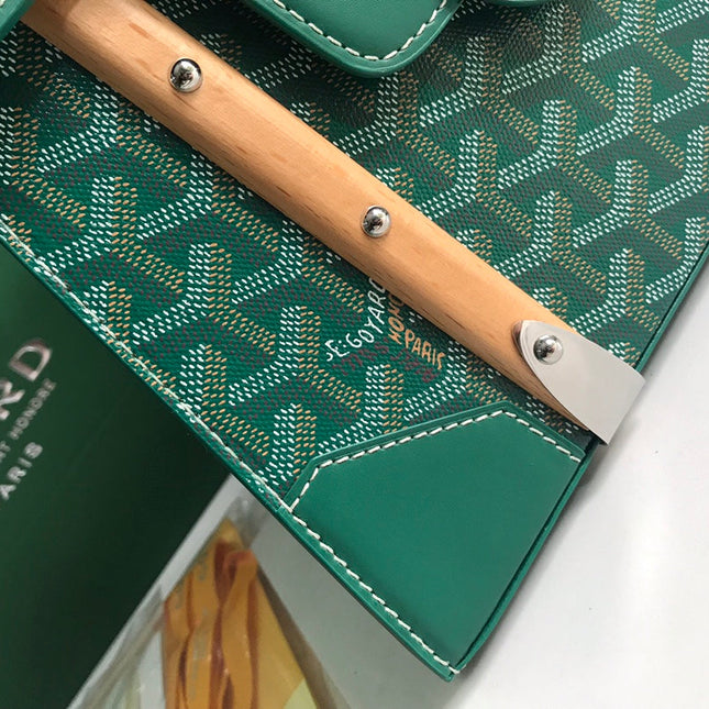 SAÏGON PM BAG 28 IN GREEN GOYARDINE CANVAS AND CALFSKIN