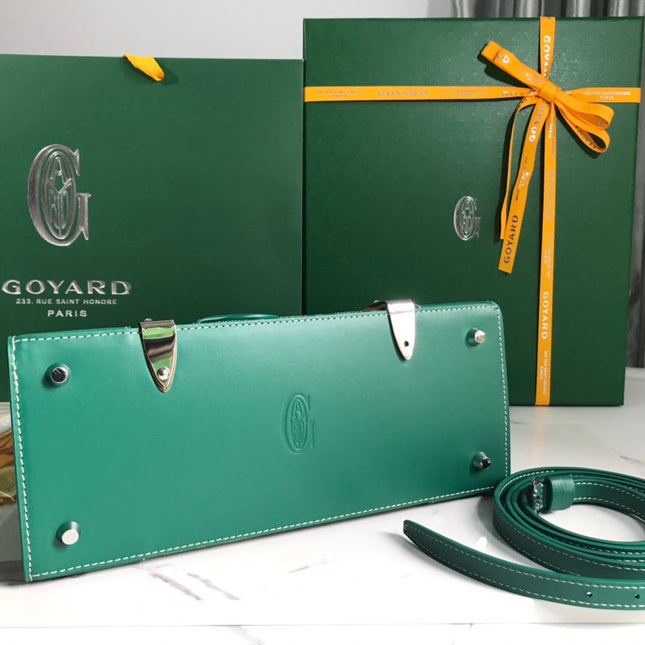 SAÏGON PM BAG 28 IN GREEN GOYARDINE CANVAS AND CALFSKIN