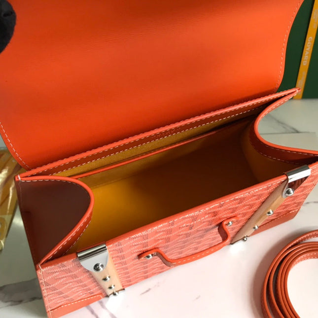 SAÏGON PM BAG 28 IN RED ORANGE GOYARDINE CANVAS AND CALFSKIN