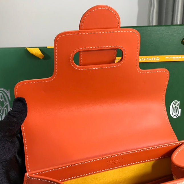 SAÏGON PM BAG 28 IN RED ORANGE GOYARDINE CANVAS AND CALFSKIN