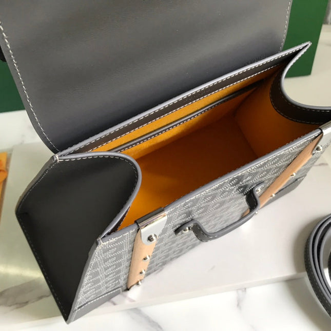 SAÏGON PM BAG 28 IN GREY GOYARDINE CANVAS AND CALFSKIN