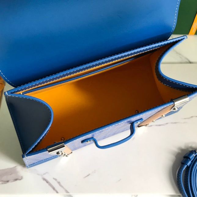 SAÏGON PM BAG 28 IN CURIOUS BLUE GOYARDINE CANVAS AND CALFSKIN