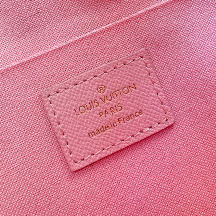 FÉLICIE POCHETTE 21 IN BLUE BEIGE DAMIER AZUR CANVAS GOLD HARDWARE