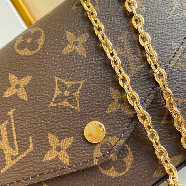 FÉLICIE POCHETTE 21 IN BROWN MONOGRAM CANVAS GOLD HARDWARE