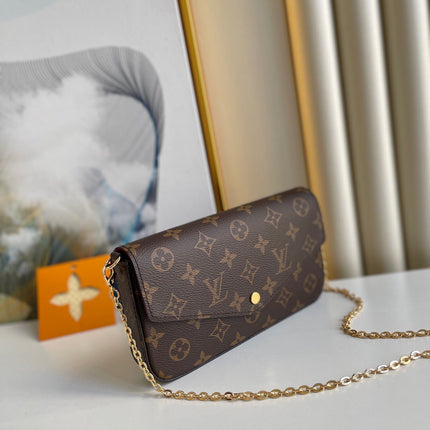 FÉLICIE POCHETTE 21 IN BROWN MONOGRAM CANVAS GOLD HARDWARE