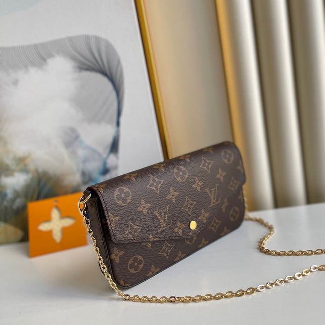 FÉLICIE POCHETTE 21 IN BROWN MONOGRAM CANVAS GOLD HARDWARE