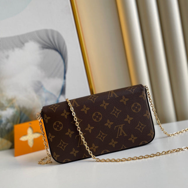 FÉLICIE POCHETTE 21 IN BROWN MONOGRAM CANVAS GOLD HARDWARE