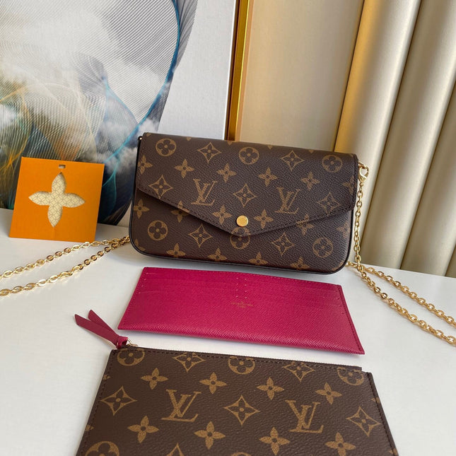 FÉLICIE POCHETTE 21 IN BROWN MONOGRAM CANVAS GOLD HARDWARE