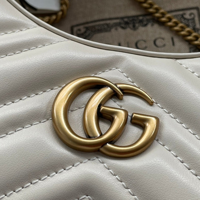 MARMONT SHOULDER BAG 21 IN WHITE CALFSKIN GOLD HARDWARE