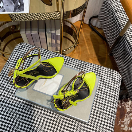 NEON YELLOW PADLOCK 105 LEATHER SANDALS
