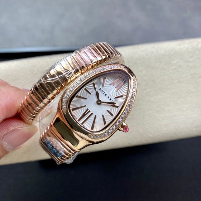 SERPENTI TUBOGAS QUARTZ ROSE GOLD ATTACHED DIAMOND BEZEL