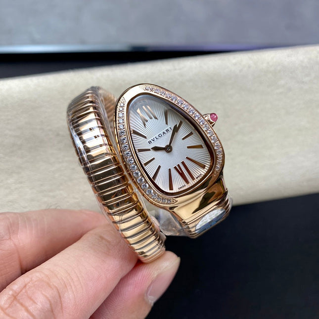 SERPENTI TUBOGAS QUARTZ ROSE GOLD ATTACHED DIAMOND BEZEL
