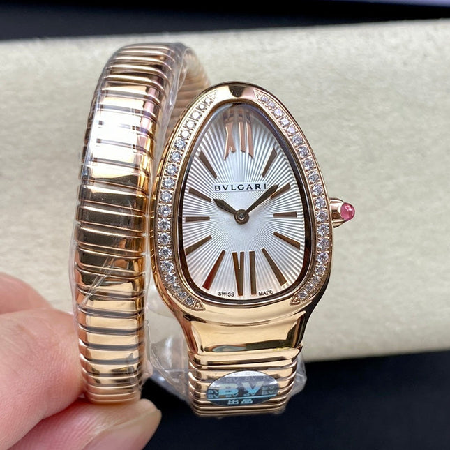 SERPENTI TUBOGAS QUARTZ ROSE GOLD ATTACHED DIAMOND BEZEL
