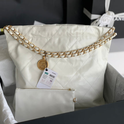 CC LARGE 42 HANDBAG IN WHITE SHINY CALFSKIN GOLD HARDWARE