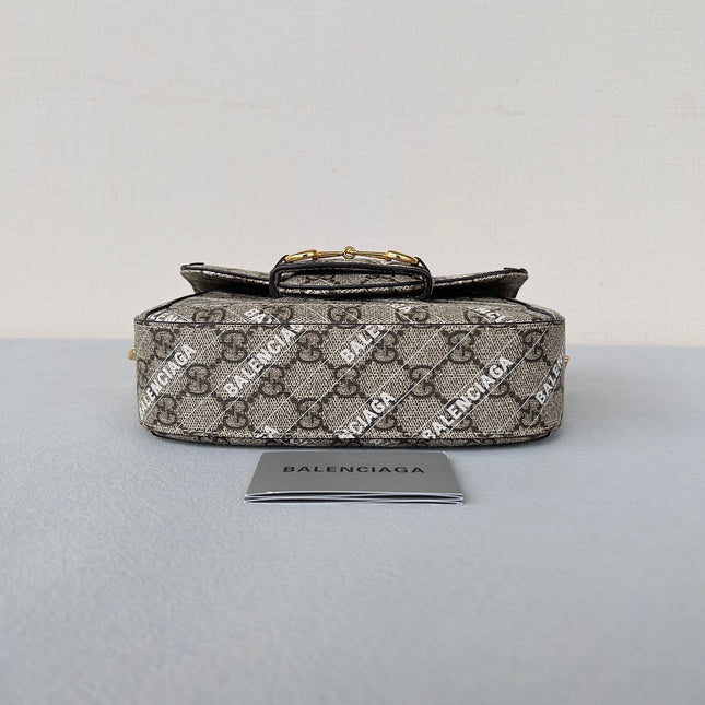 GG MINI 25 PRINTED SADDLE BAG IN EICRU BEIGE CANVAS