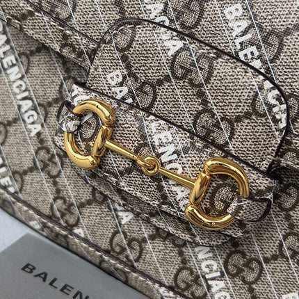 GG MINI 25 PRINTED SADDLE BAG IN EICRU BEIGE CANVAS