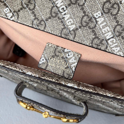 GG MINI 25 PRINTED SADDLE BAG IN EICRU BEIGE CANVAS