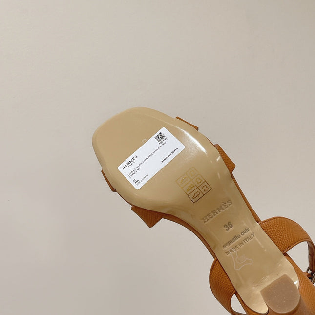 HOLY 75 SANDAL IN CINNAMON BROWN GRAINED CALFSKIN