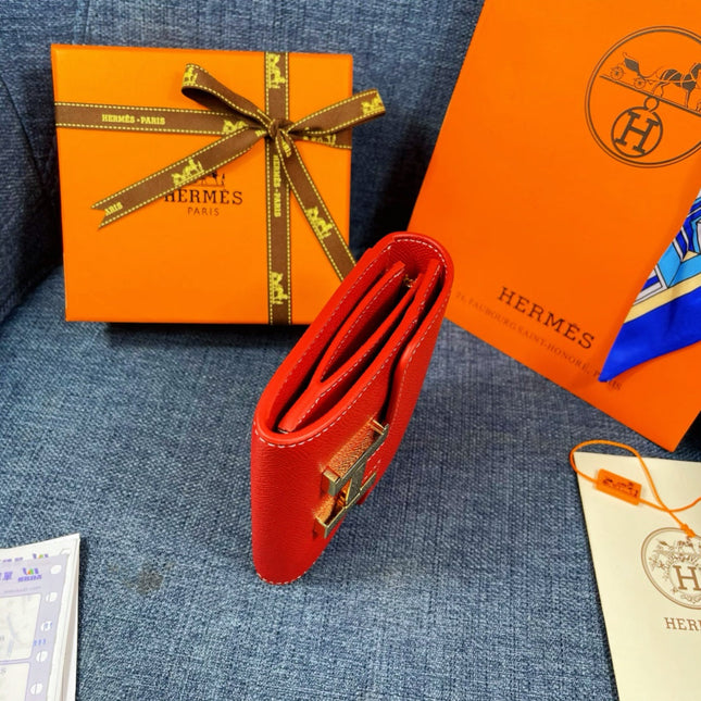 HM CONSTANCE 12 RED CALFSKIN GOLD HARDWARE