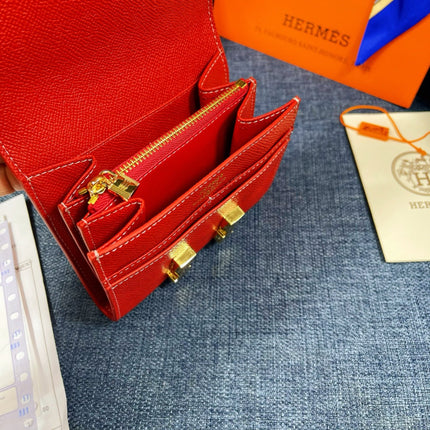 HM CONSTANCE 12 RED CALFSKIN GOLD HARDWARE