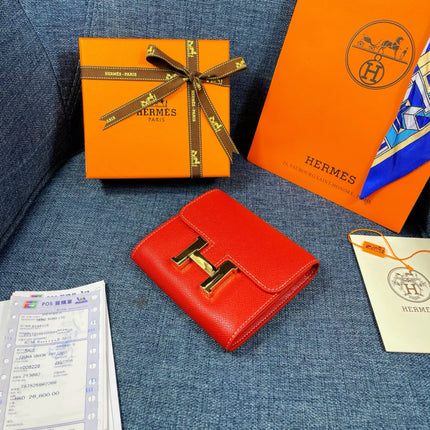 HM CONSTANCE 12 RED CALFSKIN GOLD HARDWARE