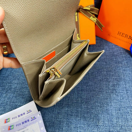 HM CONSTANCE 12 KHAKI CALFSKIN GOLD HARDWARE