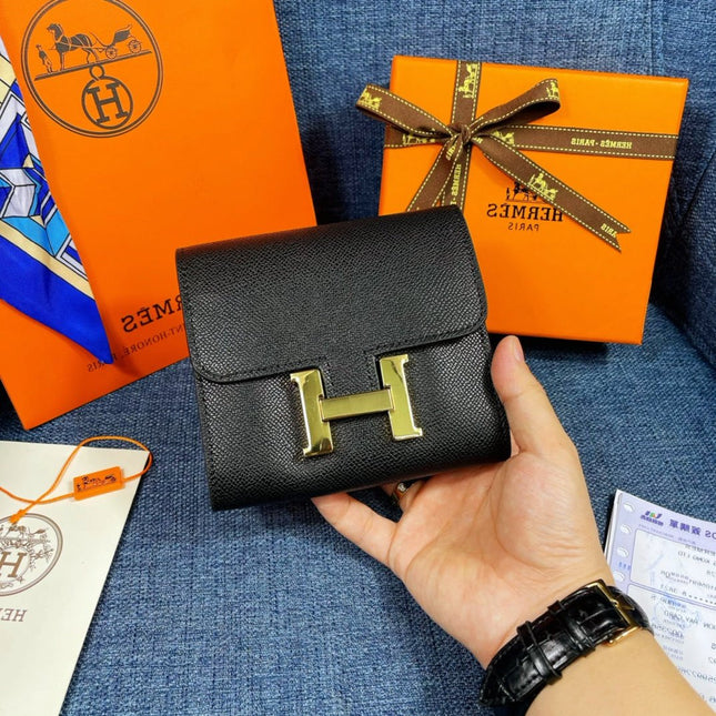 HM CONSTANCE 12 BLACK CALFSKIN GOLD HARDWARE
