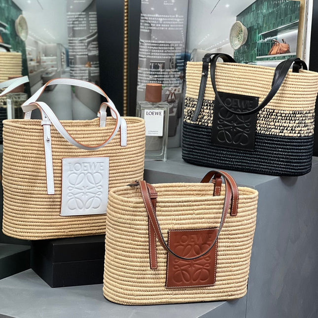 SMALL SQUARE  28 BASKET BAG IN RAFFIA AND CALFSKIN