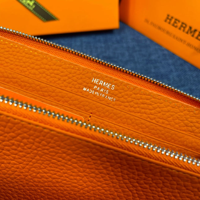 HM SILK'IN CLASSIC WALLET 19 ORANGE GRAINED CALFSKIN