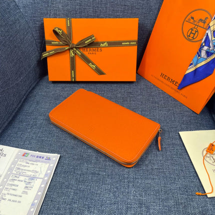 HM SILK'IN CLASSIC WALLET 19 ORANGE GRAINED CALFSKIN