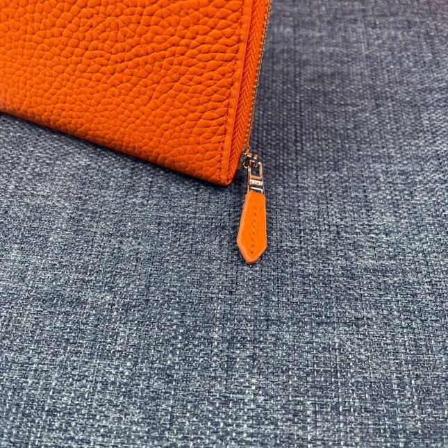HM SILK'IN CLASSIC WALLET 19 ORANGE GRAINED CALFSKIN