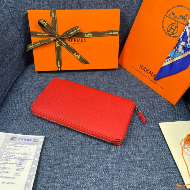 HM SILK'IN CLASSIC WALLET 19 RED GRAINED CALFSKIN