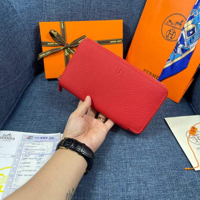 HM SILK'IN CLASSIC WALLET 19 RED GRAINED CALFSKIN